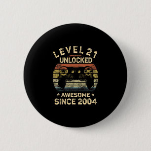 Level 21 Unlocked 21st Birthday 21 Year Old Gifts 2 Inch Round Button