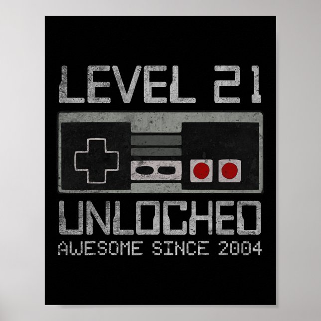 Level 21 Unlocked 21st Birthday 21 Year Old Video  Poster (Front)