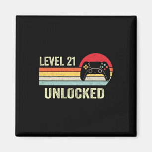 Level 21 Unlocked 21st Video Gamer Birthday Gift  Magnet
