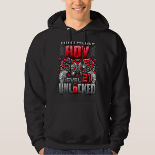 Level 21 Unlocked Awesome Since 2001 21st Birthday Hoodie