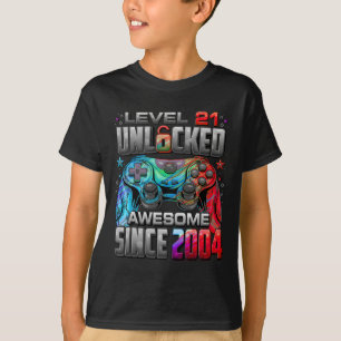 Level 21 Unlocked Awesome Since 2004 21st Birthday T-Shirt