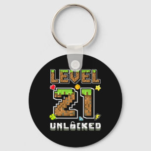 Level 21 Unlocked Birthday 21st Years Bday Gamer P Keychain