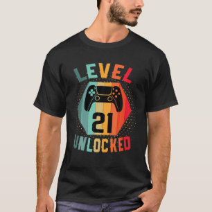 Level 21 Unlocked Birthday Vintage Gamer 21Th Birt T-Shirt