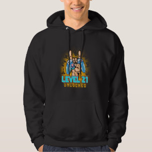 Level 21 Unlocked Funny Video Gamer 21st Birthday Hoodie