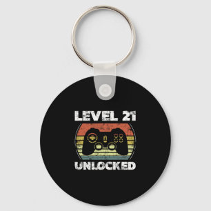 Level 21 Unlocked Funny Video Gamer 21st Birthday  Keychain