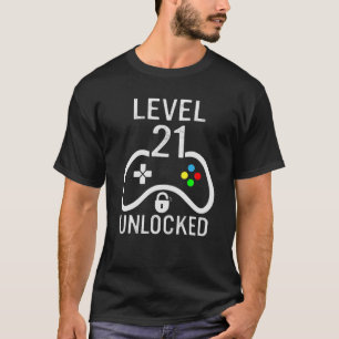 Level 21 Unlocked Gamer 21St Birthday Gift Video G T-Shirt