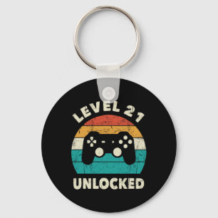 Level 21 Unlocked - Retro Vintage Funny 21st Birth Keychain