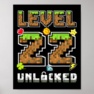 Level 22 Unlocked Birthday 22nd Years Bday Gamer P Poster