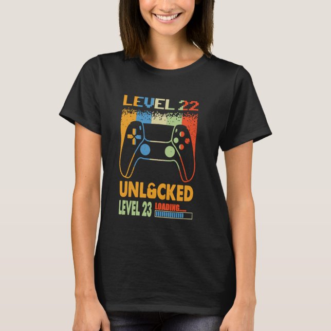 Level 22 Unlocked Level 23 Loading Awesome 22nd Bi T-Shirt (Front)