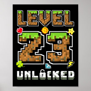 Level 23 Unlocked Birthday 23rd Years Bday Gamer P Poster