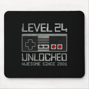 Level 24 Unlocked 24th Birthday 24 Year Old Video Mouse Pad