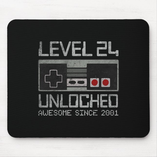Level 24 Unlocked 24th Birthday 24 Year Old Video  Mouse Pad (Front)