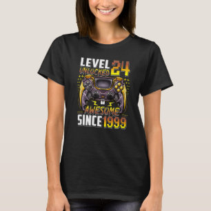 Level 24 Unlocked Awesome Since 1999 24th Birthday T-Shirt