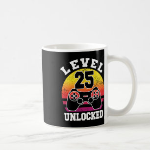 Level 25 Unlocked 25 Years Old Retro 80s 25th Birt Coffee Mug