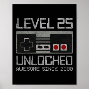Level 25 Unlocked 25th Birthday 25 Year Old Video Poster