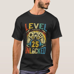 Level 25 Unlocked 25th Video Gamer Gaming Birthday T-Shirt