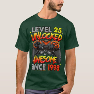 Level 25 Unlocked Awesome Since 1998 25th Birthday T-Shirt