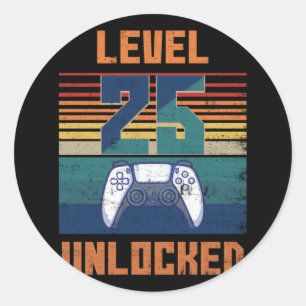Level 25 Unlocked Shirt Video Gamer 25th Birthday Classic Round Sticker