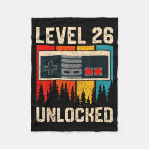 Level 26 Unlocked Video Game Controller Birthday M Fleece Blanket