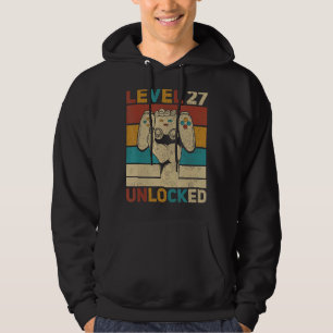 Level 27 Unlocked 27th Birthday 27 Years Old Gamer Hoodie