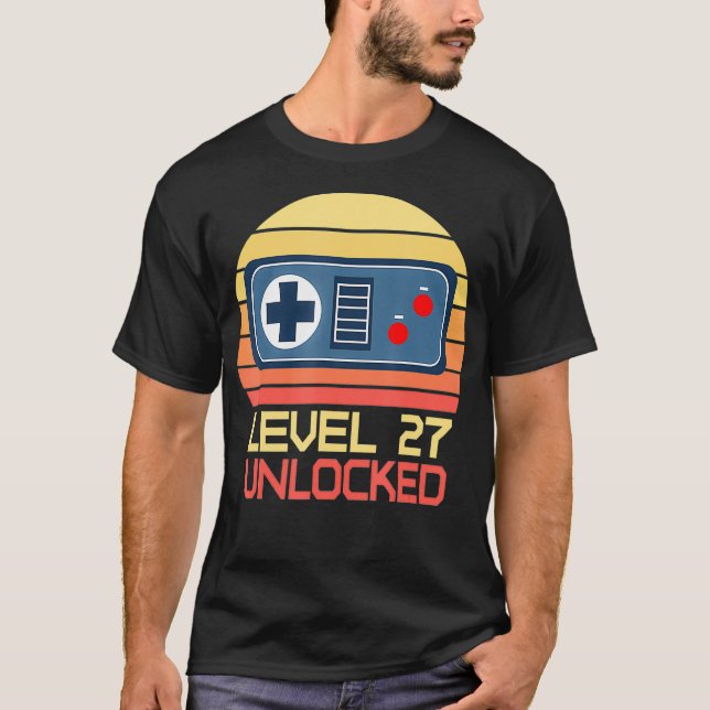 Level 27 Unlocked 27th Birthday Gift Millennial Vi T-Shirt (Front)