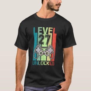 Level 27 Unlocked Video Gamer 27th Birthday Tee