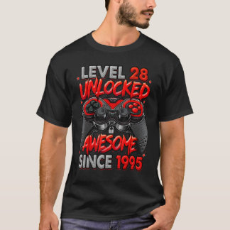 Level 28 Unlocked Awesome Since 1995 28th Birthday T-Shirt