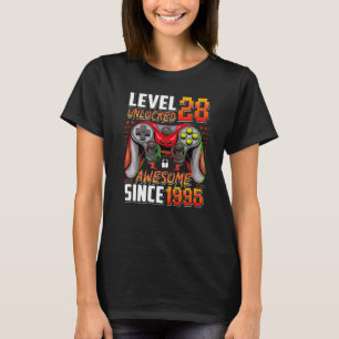 Level 28 Unlocked Awesome Since 1995 28th Birthday T-Shirt
