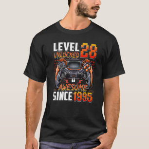 Level 28 Unlocked Awesome Since 1995 28th Birthday T-Shirt