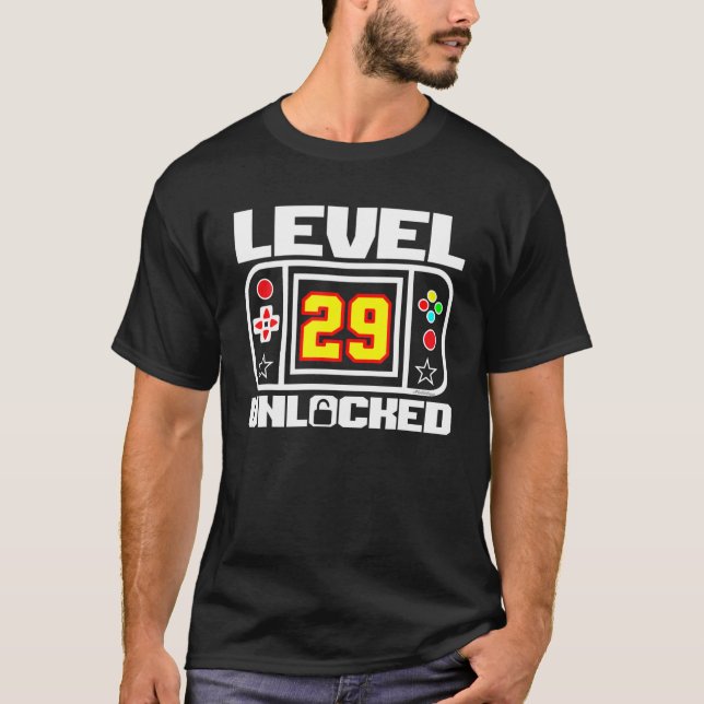 Level 29 Unlocked Birthday Funny Video Game T-Shirt (Front)