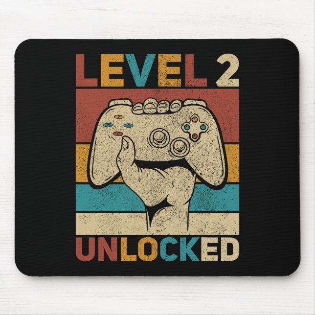 Level 2 Unlocked 2 Year Old Boy Second Bday Kid 2n Mouse Pad (Front)