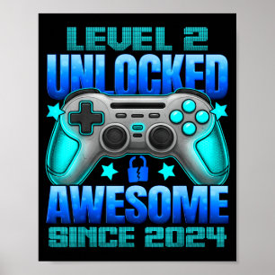 Level 2 Unlocked 2 Year Old For Boys 2nd Birthday  Poster