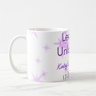 Level 2 unlocked add birthday name date purple spa coffee mug