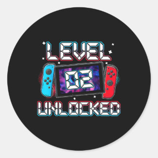 Level 2 Unlocked Gamer 2nd Birthday Gift Video Gam Classic Round Sticker