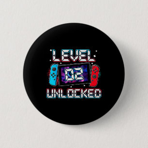 Level 2 Unlocked Gamer 2nd Birthday Gift Video Gam Inch Round Button