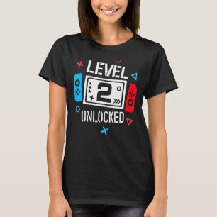 Level 2 Unlocked  Video Gamer 2nd Birthday Boy Gir T-Shirt