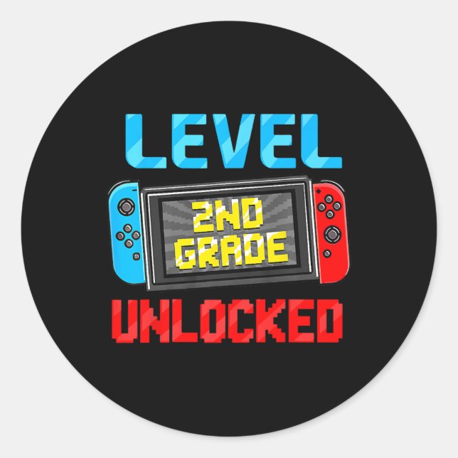 Level 2nd Grade Unlocked Back To School First Day  Classic Round Sticker (Front)