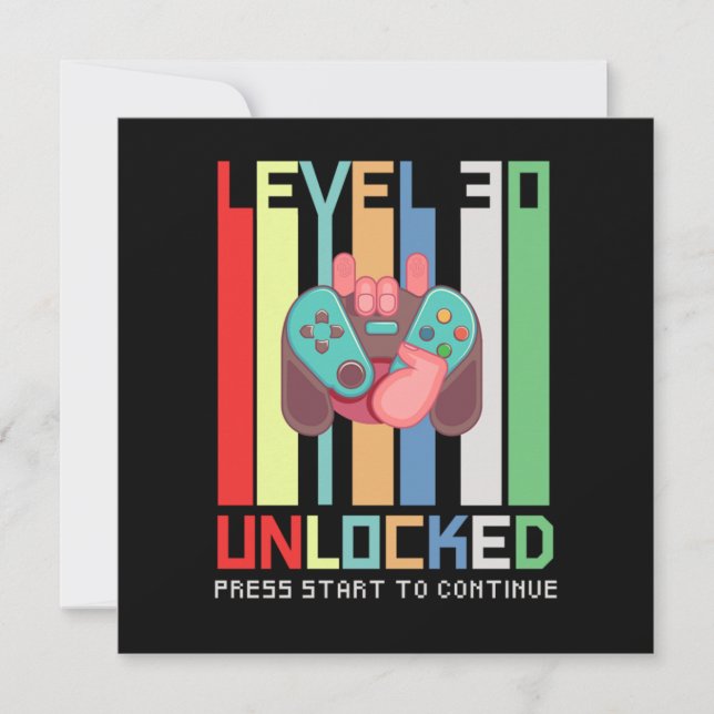 Level 30 Unlock 1990 30 th Birthday Gift Invitation (Front)