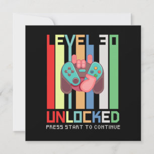 Level 30 Unlock 1990 30 th Birthday Gift Invitation
