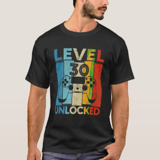 Level 30 Unlocked 30th Birthday Video Game 30 Year T-Shirt