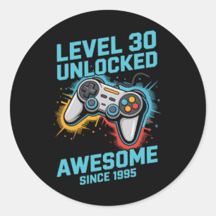 Level 30 Unlocked Gamer 30th Birthday  Classic Round Sticker