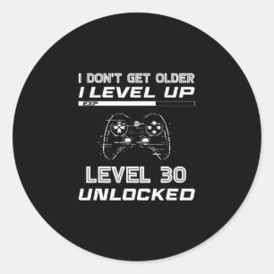 Level 30 Unlocked Gamer 30th Birthday Decorations Classic Round Sticker