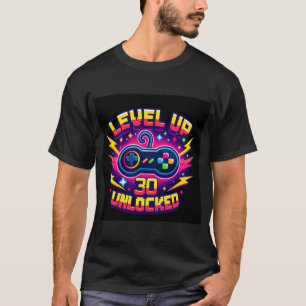 ‘Level 30 Unlocked’ Gamer Birthday Tshirt