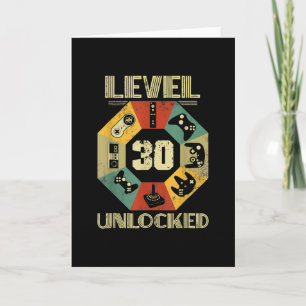 Level 30 Unlocked Video Gamer 30th Birthday  Card