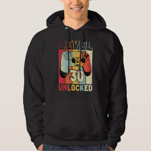 Level 30 Unlocked   Video Gamer 30th Birthday Men Hoodie