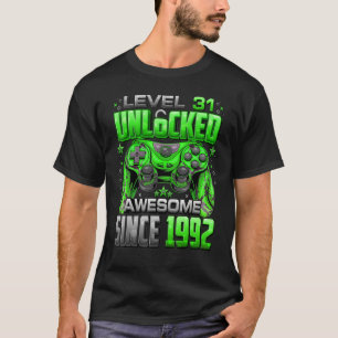 Level 31 Unlocked Awesome Since 1992 31st Birthday T-Shirt
