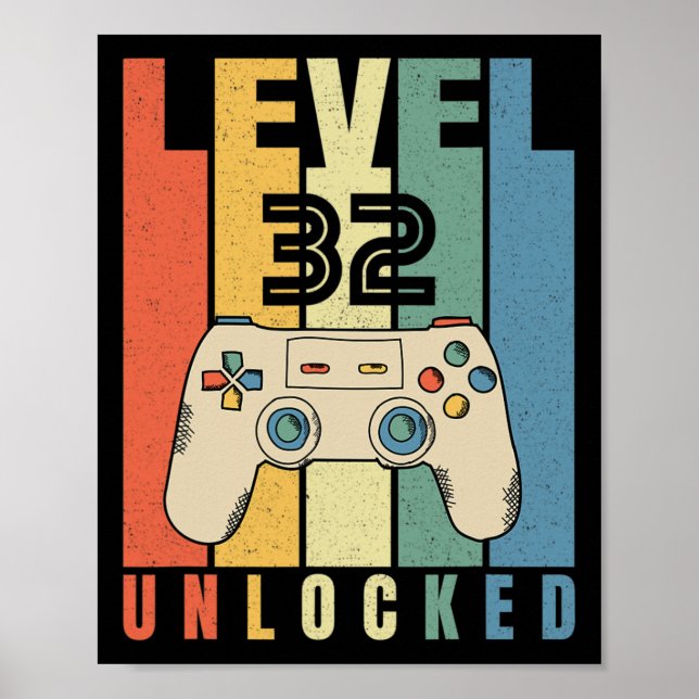 Level 32 Unlocked Gamer 32th Birthday Decorations  (Front)