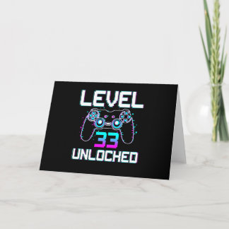 Level 33 Unlocked 33th Video Gamer Birthday Gift Card