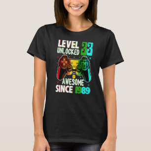 Level 33 Unlocked Awesome Since 1989 33rd Birthday T-Shirt