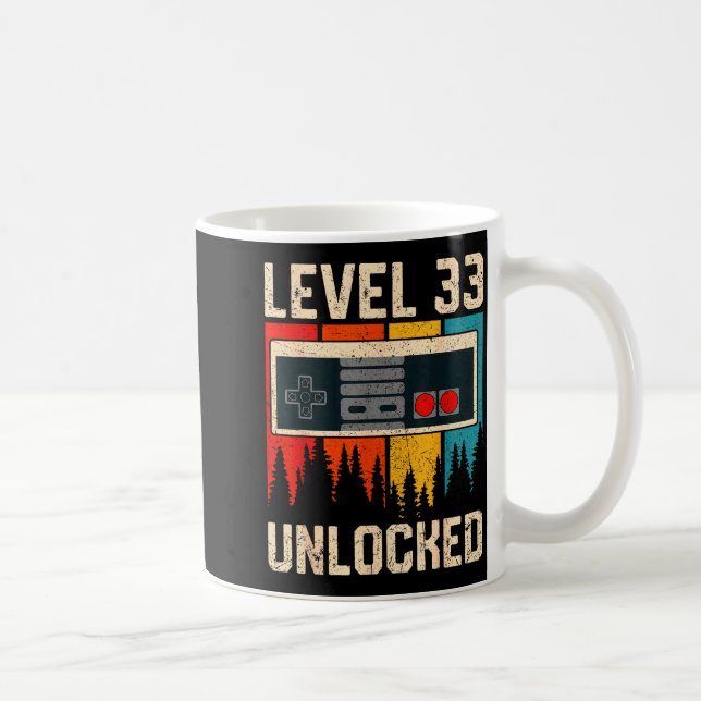 Level 33 Unlocked Video Game Controller Birthday M Coffee Mug (Right)